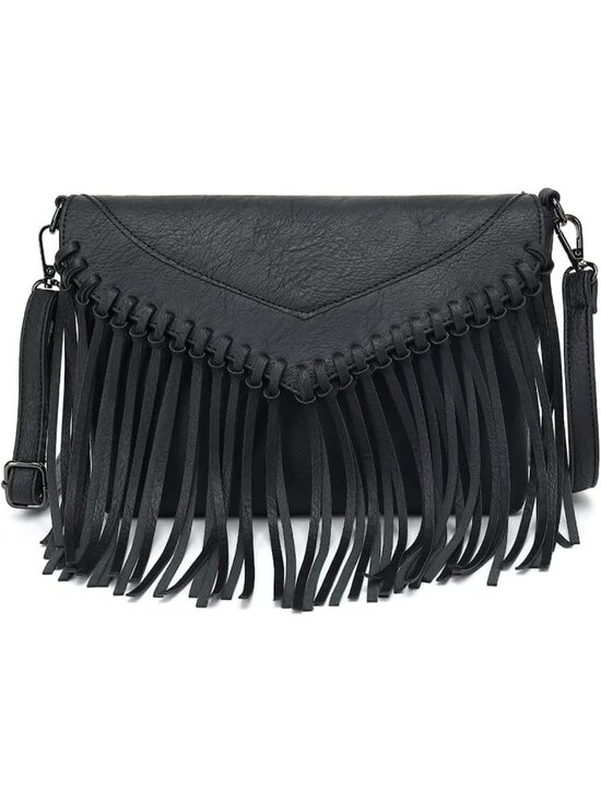 Handbags - Vintage Leather Fringe Crossbody Bag | Boho Western Small Shoulder Purse with